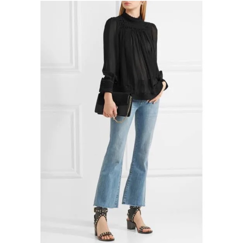 NWOT Isabel marant SZ M/38 high neck Maeva silk embroidered top
